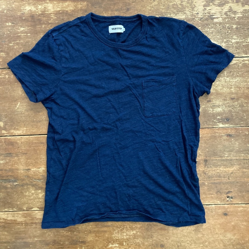 Taylor Stitch organic cotton tee in rinsed indigo